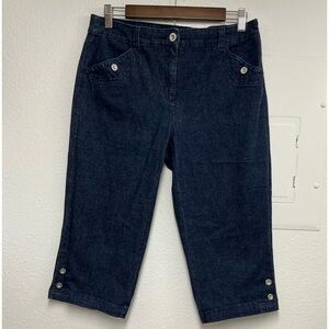 Karen Scott Navy Button-Accent Capris